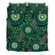 Australia Aboriginal Bedding Set - Green Aboriginal Dot Art Background Bedding Set