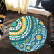 Australia Aboriginal Round Rug - Turquoise Aboriginal Dot Art With Turtle  Round Rug