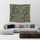 Australia Aboriginal Tapestry - Green Dot Art Circle Pattern From Aboriginal Art Tapestry