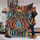 Australia Aboriginal Blanket - Traditional Australian Aboriginal Native Design (Black) Ver 2 Blanket