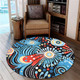 Australia Aboriginal Round Rug - Traditional Australian Aboriginal Native Design (Black) Ver 3 Round Rug