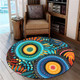 Australia Aboriginal Round Rug - Traditional Australian Aboriginal Native Design (Black) Ver 4 Round Rug