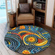 Australia Aboriginal Round Rug - Traditional Australian Aboriginal Native Design (Black) Ver 6 Round Rug