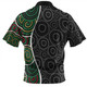 Australia Aboriginal Zip Polo Shirt - Green Dot Art Circle Pattern From Aboriginal Art Zip Polo Shirt
