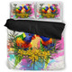 Australia Rainbow Lorikeets Bedding Set - Rainbow Lorikeets With Grevillea Flowers Bedding Set