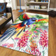 Australia Rainbow Lorikeets Area Rug - Rainbow Lorikeets Flying With Grevillea Flowers Art Area Rug