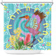 Australia Aboriginal Shower Curtain - Brolga Bird Dancing With Australia Native Flowers V3 Shower Curtain