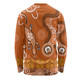 Australia Goanna Aboriginal Long Sleeve T-shirt - Indigenous Dot Goanna (Orange) Long Sleeve T-shirt