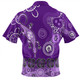 Australia Goanna Aboriginal Zip Polo Shirt - Indigenous Dot Goanna (Purple) Zip Polo Shirt