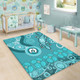 Australia Goanna Aboriginal Area Rug - Indigenous Dot Goanna (Teal Blue) Area Rug