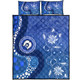 Australia Turtles Aboriginal Quilt Bed Set - Indigenous Dot Turtles In The Ocean (Blue) Quilt Bed Set