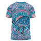 Australia Emu Aboriginal Custom T-shirt - Blue Indigenous Dreamtime Emu T-shirt