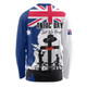 Australia Anzac Day Long Sleeve T-shirt - Anzac Day With Map And Flag Australia Long Sleeve T-shirt