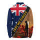 Australia Long Sleeve Polo Shirt Custom Anzac Day Let We Forget Barbed Wire