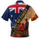 Australia Zip Polo Shirt Custom Anzac Day Let We Forget Barbed Wire