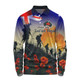 Australia Long Sleeve Polo Shirt -  Anzac Day Soldiers With Australia Flag