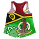 Vanuatu Women Racerback Singlet - Custom Vanuatu Seal With Aboriginal Patterns Style