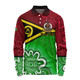 Vanuatu Long Sleeve Polo Shirt - Custom Vanuatu Seal With Aboriginal Patterns Style