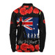 Australia Long Sleeve Polo Shirt Anzac Day Lest We Forget Grunge Flag