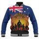 Australia Baseball Jacket Anzac Flag With Soldiers Sunset