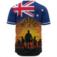 Australia Baseball Shirt Anzac Flag With Soldiers Sunset