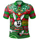 South Sydney Rabbitohs Polo Shirt Custom Naidoc Keep the Fire Burning! Blak, Loud & Proud Home Jersey2
