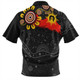 Australia Zip Polo Shirt Aboriginal Indigenous Dot Painting With Flag