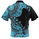 Australia Zip Polo Shirt Aboriginal Indigenous Dot Painting Blue