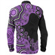 Australia Long Sleeve Shirt Aboriginal Indigenous Dot Painting Purple