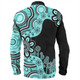 Australia Long Sleeve Shirt Aboriginal Indigenous Dot Painting Turquoise