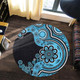 Australia Round Rug Aboriginal Indigenous Dot Painting Blue