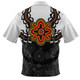 Australia Zip Polo Shirt Aboriginal Inspired Symbol Pattern White