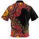 Australia Zip Polo Shirt Aboriginal Indigenous Dot Painting Red And Black