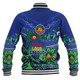 Australia Baseball Jacket Naidoc Week Torres Strait Symbol With Aboriginal Pattern Inspired Blue