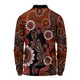 Australia Long Sleeve Polo Shirt Aboriginal Inspired Lizard Dot Painting