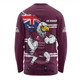 Manly Warringah Sea Eagles Long Sleeve T-shirt Custom For Die Hard Fan Australia Flag Scratch Style
