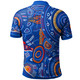 Custom Australia Aboriginal Inspired Polo Shirt - Indigenous Footprint Patterns Blue Color