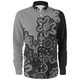 Australia Long Sleeve Shirt Aboriginal Style Of Background Grey