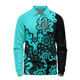 Australia Long Sleeve Polo Shirt Aboriginal Style Of Background Turquoise