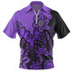 Australia Zip Polo Shirt Aboriginal Style Of Background Purple