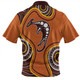 Australia Zip Polo Shirt Aboriginal Art With Kangaroo