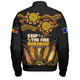 Australia Bomber Jacket Naidoc Week 2024 Indigenous Keep The Fire Burning Aboriginal Gum Leaf Painting Yellow