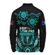 Australia Long Sleeve Polo Shirt Naidoc Week 2024 Indigenous Keep The Fire Burning Aboriginal Gum Leaf Painting Turquoise