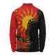 Australia Long Sleeve Polo Shirt Indigenous Dot Painting Inspired By The Aboriginal Flag