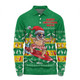 Australia Long Sleeve Polo Shirt Merry Christmas Mate Surf's Up Santa