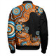 Australia Bomber Jacket Aboriginal Indigenous Dot Painting Orange