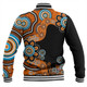 Australia Baseball Jacket Aboriginal Indigenous Dot Painting Orange