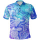 Australia Aboriginal Polo Shirt - Sea Turtle With Indigenous Patterns (Blue)