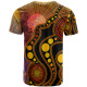 [Custom] Australia Aboriginal T-Shirt - Australia Indigenous Flag Circle Dot Painting Art (Golden)