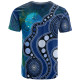 [Custom] Australia Aborignal T-Shirt - Australia Indigenous Flag Circle Dot Painting Art (Blue)